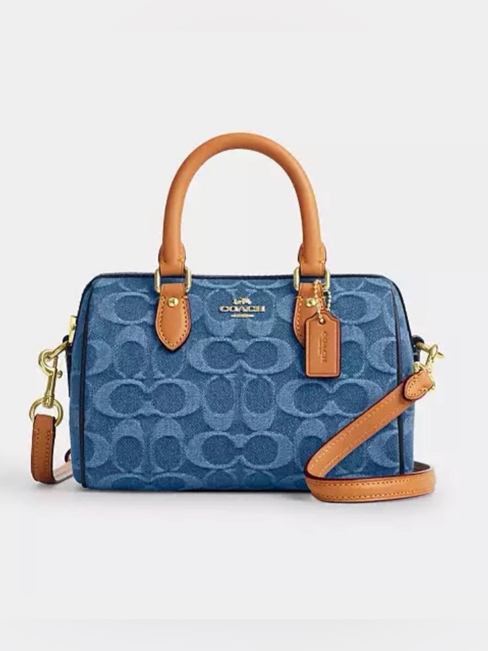 ❤️Sold Out Bag❤️ Coach Mini Rowan Crossbody Bag In Signature Denim
